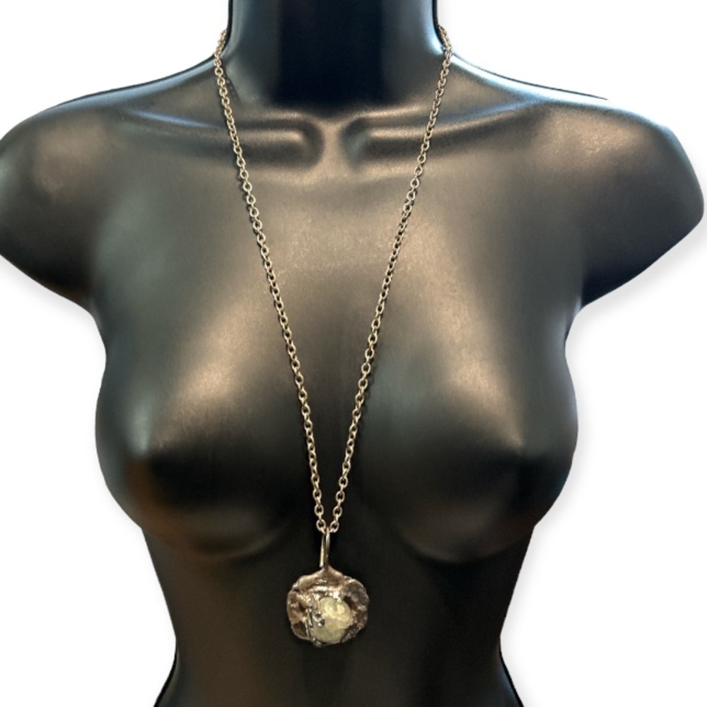 Vintage sterling silver green gemstone necklace